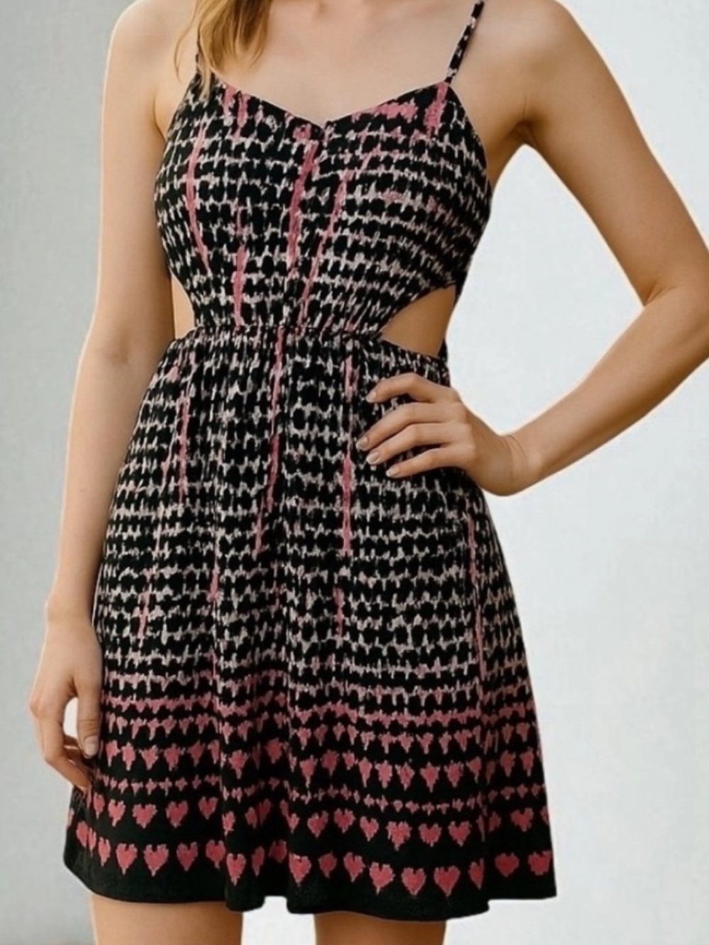 American Eagle Outfitters Black & Pink Cutout Mini Dress Size 2